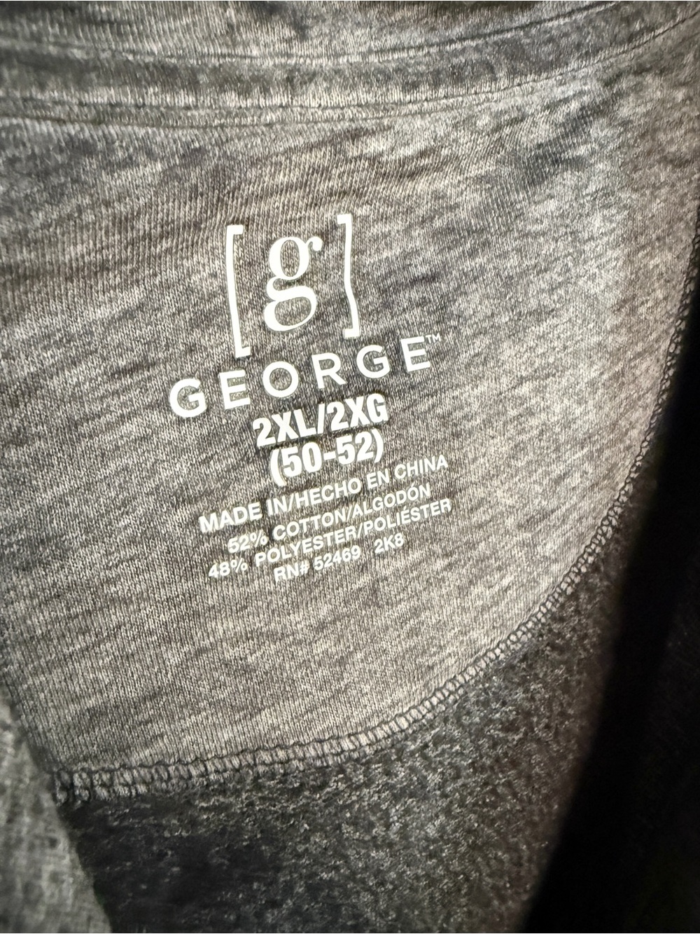 George Men's Gray Burnout Henley Hoodie 2XL Sun Wash Long Sleeve Skater - Picture 5 of 5